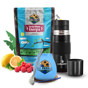 Yerba Mate Set Rio Parana Energia 500g 0,5kg Yerbomos + Kalebass + Bombilla