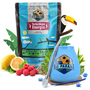 Yerba Mate set Rio Parana Energia 500g Kalebass + Bombilla