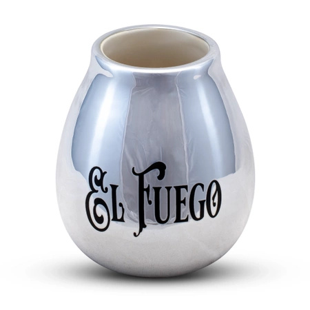 Kalebass i keramik med El Fuego-logotyp (silver) 350ml