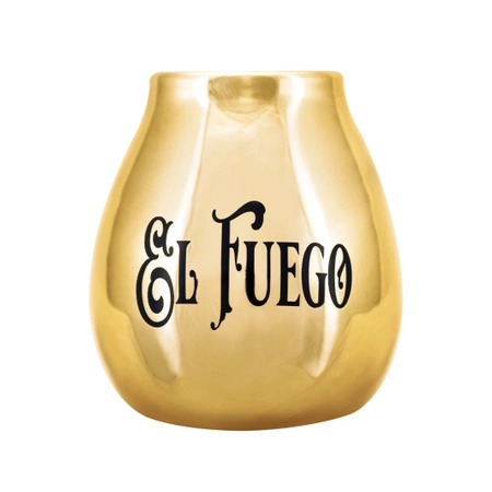 Kalebass i keramik med El Fuego-logotyp (guld) 350ml