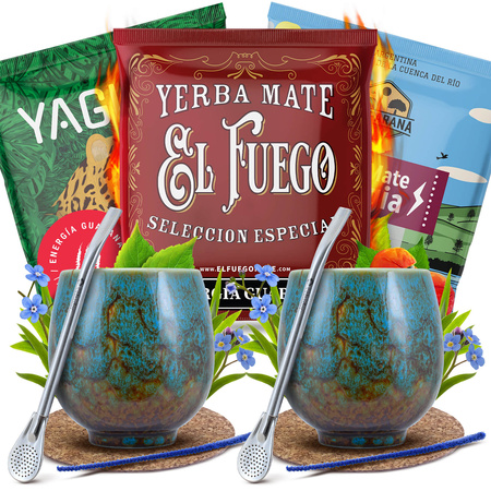 Yerba Mate Energia Set FOR TWO Kalebass Bombilla