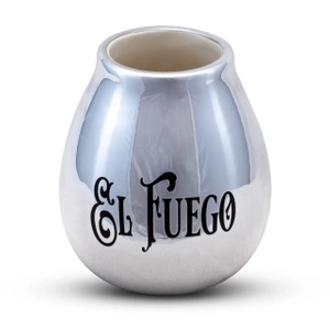 Kalebass i keramik med El Fuego-logotyp (silver) 350ml