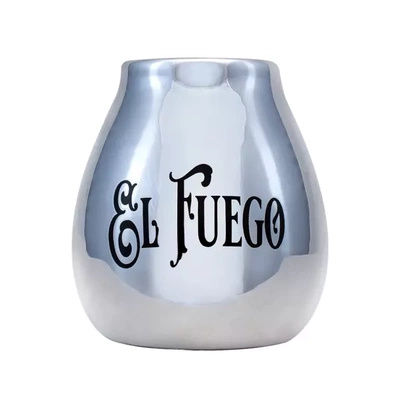 Kalebass i keramik med El Fuego-logotyp (silver) 350ml