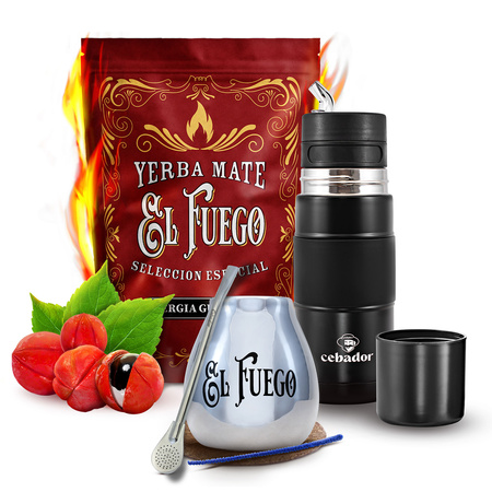 Yerba Mate Set El Fuego Energia 500g 0,5kg Yerbomos + Kalebass + Bombilla