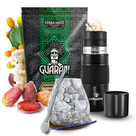 Yerba Mate Set Guarani Ashwagandha 500g 0,5kg Yerbomos + Kalebass + Bombilla