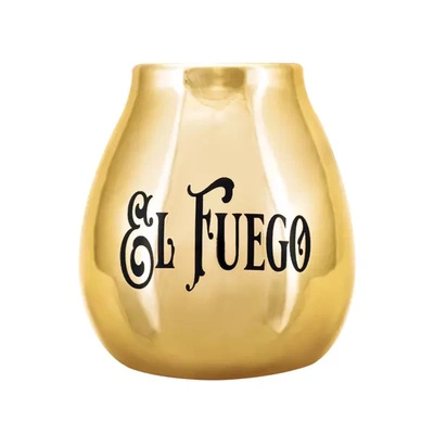 Kalebass i keramik med El Fuego-logotyp (guld) 350ml