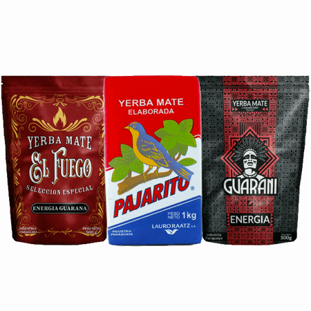 Pajarito Elaborada 1 kg + Guarani Energia 500 g + El Fuego Energia 500 g