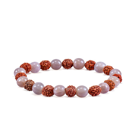 Armband med rudraksha och persikofärgad månsten