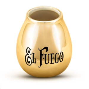 Kalebass i keramik med El Fuego-logotyp (guld) 350ml